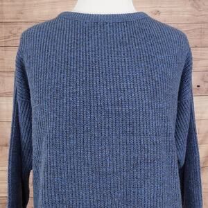 Peconic Bay Traders Sweater Mens Large Blue Knit Pullover Made USA Casual Warm